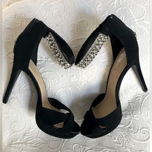 Bling Ankle Strap Black Heels